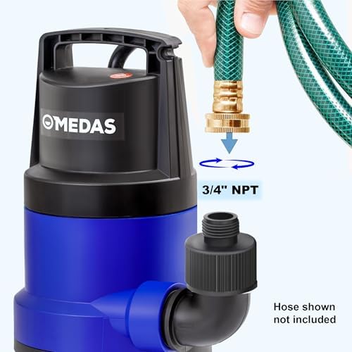 MEDAS 1HP 3434 GPH Sump Pump Submersible Clean/Dirty Water Pump Portable Utility Pump with 16.4ft Cord for Swimming Pool Garden Basement Tub Pond