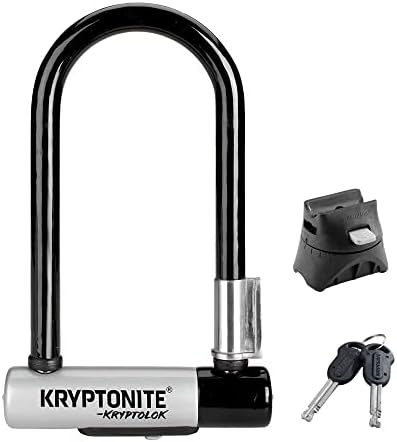 Kryptonite Kryptolok Mini-7 Bike U-Lock, Heavy Duty Anti-Theft Bicycle U Lock, 12.7mm Shackle with Mounting Bracket and Keys, High Security Lock for Bicycles Scooters
