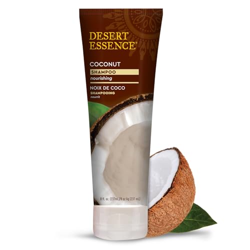 Desert Essence Coconut Shampoo for Dry Hair with Shea Butter, 8 fl oz | Deeply moisturizes, smooths frizz and restores softness