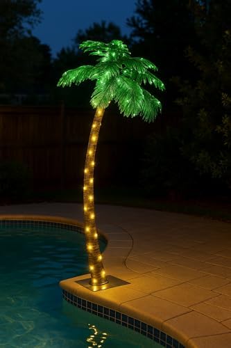 Lightshare 7 Feet Palm Tree 152LED Lights Artificial Fake Tree Decoration for Tiki Bar Outside Patio Porch Pool Christmas Nativity
