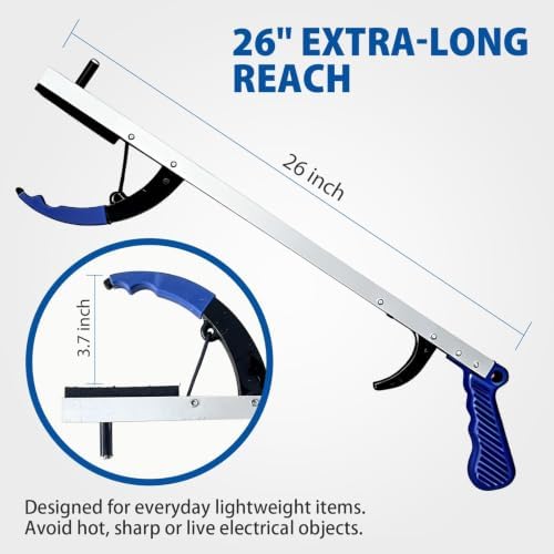 Blue Jay 26" Reacher Grabber Tool for Seniors - Lightweight Trash Picker Upper & Pick Up Stick with Magnetic Tip - Long Reach Mobility Aid for Wheelchair & Surgery Recovery