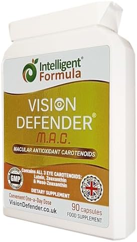 Vision Defender MAC Triple Carotenoid Eye Supplement, 3 Month 90 Capsules | Meso-Zeaxanthin, Triple Carotenoid Antioxidant, Marigold Extract