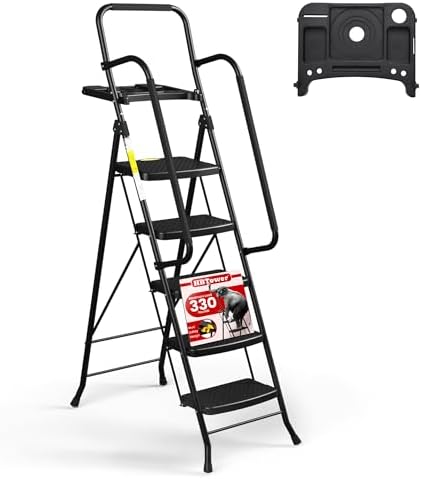 HBTower Step Ladder, Folding Step Stool with Wide Anti-Slip Pedal