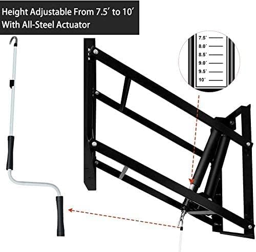 Katop Wall Mount Basketball Hoop with 60"x36", 72"x42" Tempered Glass Backboard, Effortlessly Height Adjustable from 7.5' to 10'