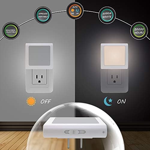 MAZ-TEK Plug in Dimmable Led Night Light with Auto Dusk to Dawn Sensor, Soft Warm White Nightlights for Hallway, Bedroom, Kids Room, Kitchen, Stairway