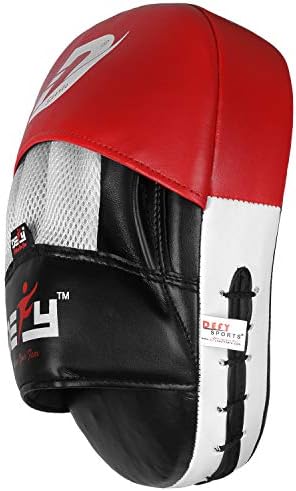 DEFY MMA Muay Thai Boxing Focus Mitts – Premium Leather Hook & Jab Punching Pads - Curved Focus Mitts for Strike & Kick Training Shield