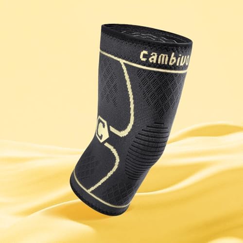 CAMBIVO 2 Pack Knee Braces for Women & Men, Knee Compression Sleeves for Knee Pain Relief, Knee Support with Non-Slip Silicone, Breathable, for Running, Workout, Weightlifting & Daily Use, Arthritis Support (Black, Medium)