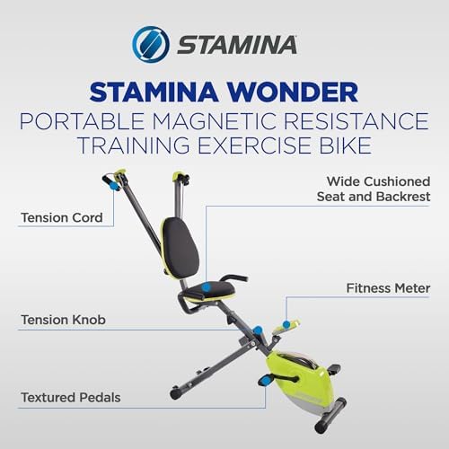 Stamina Wonder Exercise Bike | Build Upper and Lower Body Strength on One Machine | Includes Two Online Workout Videos, Chartreuse and Gray