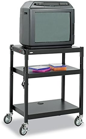 Safco Products Height Cart in Black Finish 8932BL 27.25 by 18.25 by 28.5 to 36.5-Inch
