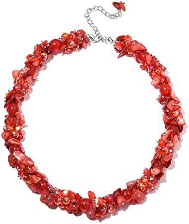 Shop LC Red & Multi Color Shell Cubic Zirconia CZ Bead Strand Beaded Necklace Fashion Delicate Gifts for Women Jewelry