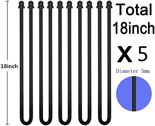 5Pcs 18in Silicone Cable Tie, Steel-Cord Twist Ties, Organizer