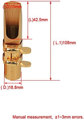 Yibuy Gold Plated Brass B-flat Tenor Saxophone Sax Mouthpiece with Cap Ligature 7#