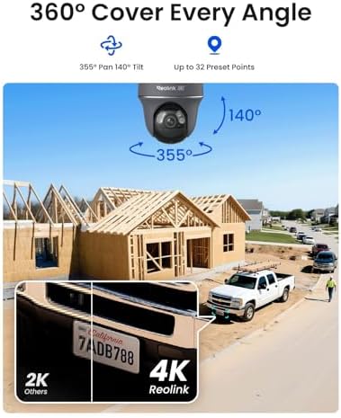 REOLINK 4K Solar Security Cameras Wireless Outdoor, 4G LTE Cellular Camera | Smart Auto Tracking & Pan Tilt without Blind Spots