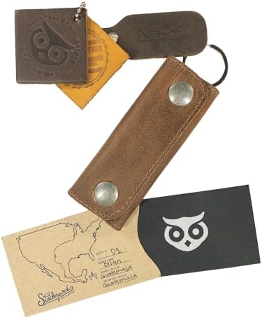 Hide & Drink, Leather Double Snap Key Holder, Key Ring Organizer, Accessories, Handmade :: Bourbon Brown