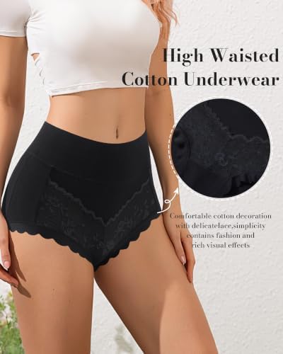 Women's High Waist Cotton Underwear Stretch Briefs Soft Comfy Ladies Panties MultiPack
