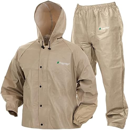 FROGG TOGGS Men's Pro Lite Rain Suit, Waterproof, Breathable, Dependable Wet Weather Protection, Carbon Black, XL/XXL