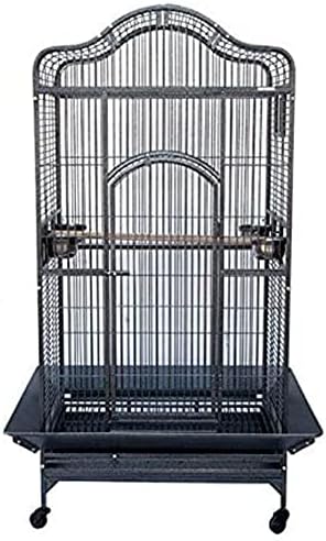 2 Color, Extra Large Wrought Iron Dome Top for Macaw Goffin's Cockatoo Cockatiels African Grey Amazon Parrots Green Cheek Conures Caique Bird Cage with Rolling Stand