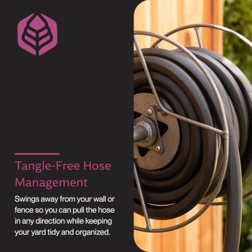 Yard Butler Hose Reel, 180 Degree Swivel, Wall Mount, 100-Foot Hose | Versatile Hose Reel, Great for Garden Hose Storage, Leakproof Design, Powder Coated Steel, Rust-Resistant, Tangle-Free