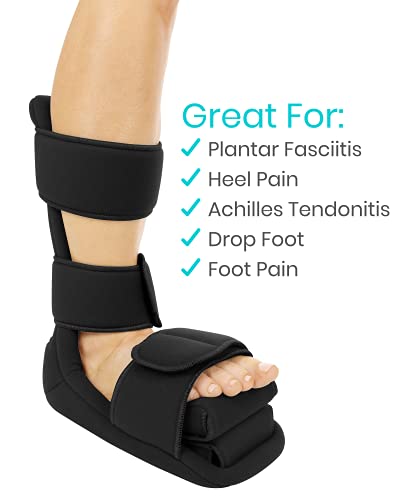Vive Plantar Fasciitis Night Splint Plus Trigger Point Stretch Wedges | Soft Leg Brace Support, Orthopedic Sleeping Immobilizer Stretch Boot (Large: Men's: 8.5-11, Women's: 10-12)