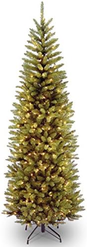 National Tree Company 7 ft Pre-Lit Kingswood Fir Slim Artificial Christmas Tree, 300 Warm White LED Lights, 892 Tips, Includes Stand