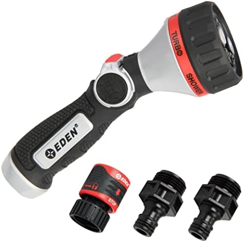 Eden Metal 7-Pattern Hose Nozzle: Thumb Control, Heavy-Duty Zinc Alloy