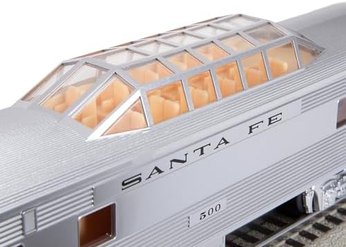 Lionel 684725 Santa Fe Add-On Vista Dome Car, O Gauge, Silver, Gray, Tan, black