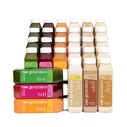 Raw Generation 3-Day Protein Juice and Smoothie Cleanse, 18-Bottle Pack | Plant-based lean muscle support, workout nutrition, 38g daily protein, steady energy, cravings support & easy reset routine