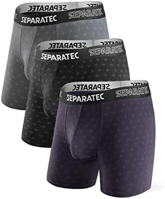 Separatec Men's Dual Pouch Underwear Comfort Soft Premium Cotton Modal Blend Boxer Briefs 3 Pack