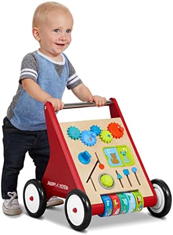 Radio Flyer Classic Walker Wagon, for Kids 1-4 Years Old, Red | Resistance Clickers to Control Speed, Baby Push Walker with Furniture Bumper, For Indoor Play