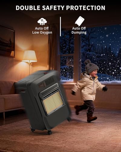 18, 000 BTU Propane Heater Indoor Outdoor Use, 3 Adjustable Heat Settings