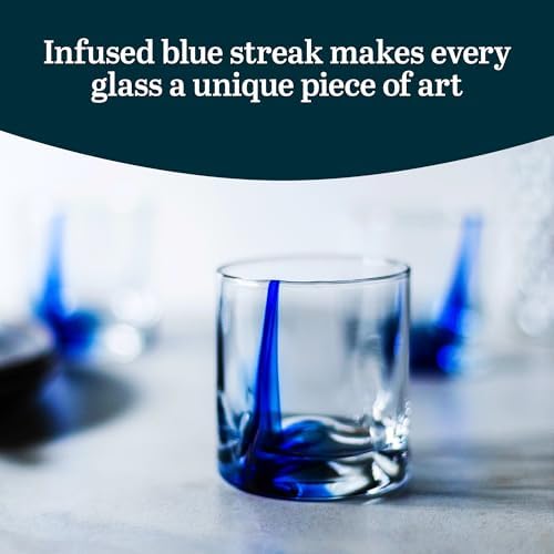 Libbey Blue Ribbon Rock Glasses Set, Artisan-Inspired Four-Dimple Shaped Glass Cups, Dishwasher Safe Whiskey Glasses Set of 8 for Dinners, Parties