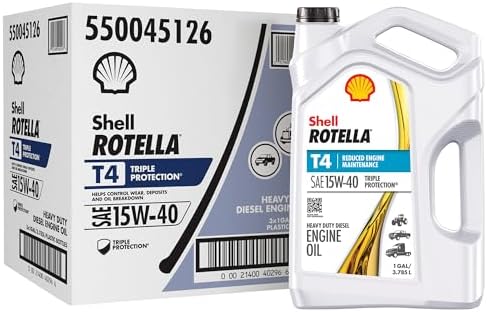 Shell Rotella T4 Triple Protection 15W-40 Diesel Engine Oil, 1 Gallon (3 Pack)