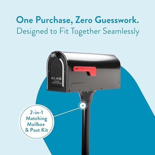 Architectural Mailboxes 7680B-10 MB1 Mount Mailbox and In-Ground Post Kit, Medium, Bl