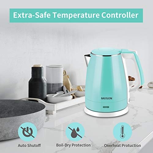 Electric Kettle(BPA Free), Double Wall Water Boiler Heater, Stainless Steel Interior, Cool Touch Coffee Pot & Tea Kettle