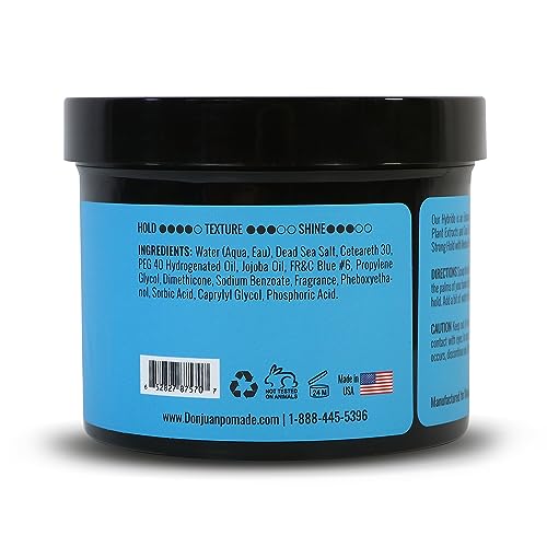 Don Juan Hybrido Pomade | Water Based | Strong Hold | High Shine | Natural Plant Extracts and Ocean Minerals | Summer Sea Breeze Scent, 4 oz.