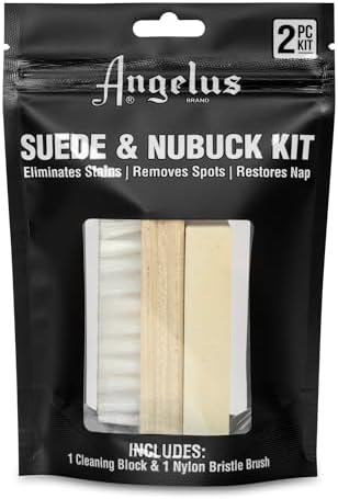 Angelus Suede & Nubuck Cleaner Kit - 1 Cleaning Eraser Block and 1 Nylon Bristle Brush - Eliminates Stains, Removes Spots
