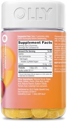 OLLY Probiotic Gummy, Immune System & Digestive Support*, Mango - 50 Count