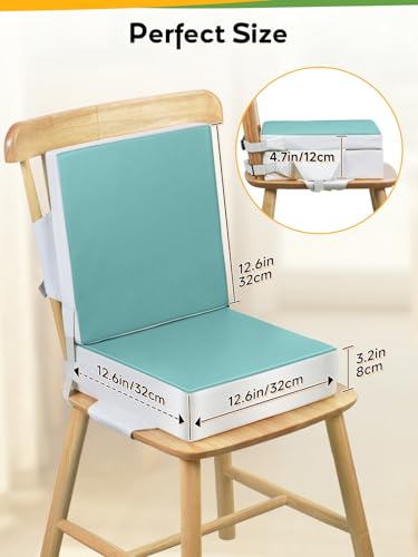 Booster Seat for Kitchen Chair - Toddler Booster Seat for Dining Table - PU Washable Double-Safety Straps with Buckle