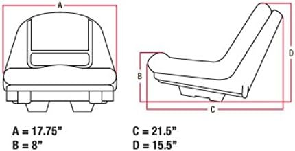 AI Products Deluxe High Back Seat for John Deere Riding Mower Lawn Tractor Models G110, L100, L105, L107, L110, L118, L120, L130, 135, 145