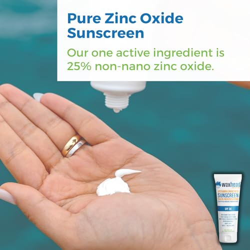 Waxhead Zinc Oxide Sunscreen SPF 35 Mineral Lotion for Face and Body, 4 oz | Only 6 Ingredients, Non-Toxic, 25% Non-Nano Zinc, Water Resistant, Sensitive Skin, Fragrance Free, Organic, Tattoo Protection