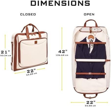 Premium Suit Garment Bag Carry On - Hangs 4 Suits - Travel & Business with Shoulder Strap and Laptop Compartment