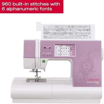 SINGER® Quantum Stylist 9985 Computerized Sewing Machine with Accessory Kit | 1, 000+ stitch applications, built-in needle threader, LCD touch screen