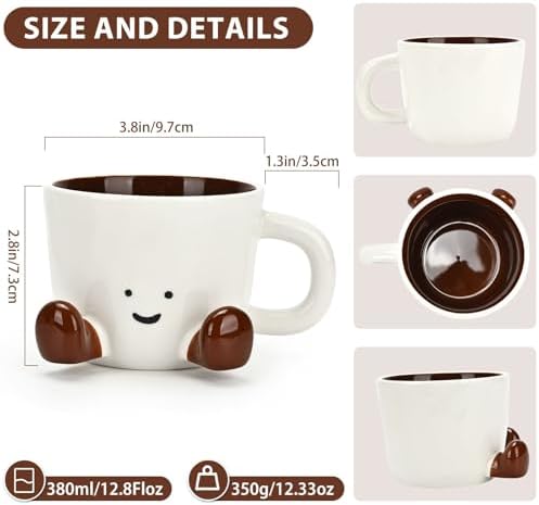Coffee Mugs,Cute funny Mug For Women, 12.8oz/380ml Unique Ceramic Coffee Tea Cups, Office Mug Gift (chocolate)