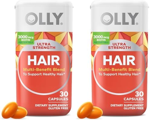 OLLY Ultra Strength Hair Softgels, Biotin, Keratin, Vitamin D, B12 - 30 Ct