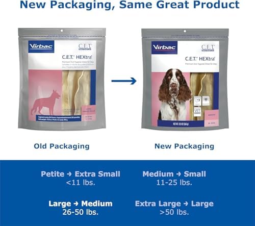 Virbac C.E.T. Hextra Premium Oral Hygiene Chews for Dogs, Medium | Rawhide dog dental chews, long lasting dog chews