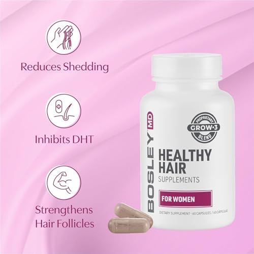 BosleyMD Women’s Healthy Hair Growth Supplements for Thicker, Fuller Hair– DHT-Blocking Botanicals with Biotin, Niacin, Zinc & L-Lysine – Rich in Vitamins & Minerals – 60 Capsules (2-Month Supply)