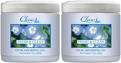 Clear Air 15oz Gel Odor Eliminator - Absorb & Remove Strong Odors from Pets, in Bathrooms, Basements, Garage, Cars, RVs & Boats - Eliminate Tough Odors with Essential Oils (Spring Rain, 2-Pack)