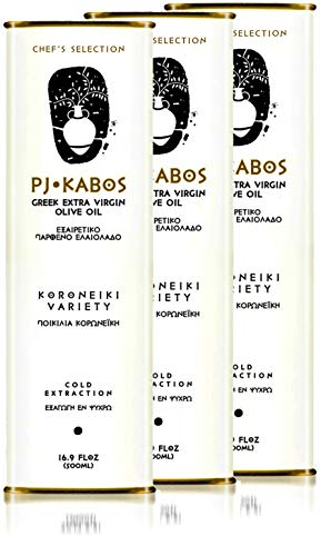 P.J. KABOS 2025/26 Harvest, Everyday Greek Extra Virgin Olive Oil, Kosher, Greece, Cold Extracted, 16.9 oz Tin, Koroneiki