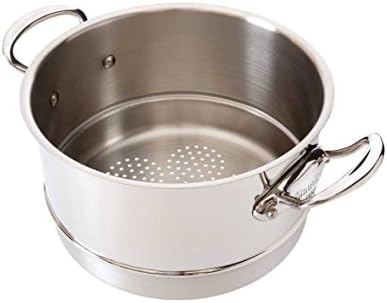 Mauviel M'Cook 5 Ply Polished Stainless Steel Steamer Insert With Cast Stainless Steel Handles, 8-in, Made In France