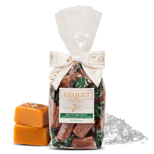 Béquet Celtic Sea Salt Caramels - Individually Wrapped Candy - 8oz Gift Bag | Ready-to-gift bag. Small-batch caramel made in Montana with real cream and butter, Kosher Star-D, gluten free, non-GMO